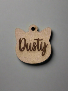 Custom Pet Id Tags: Engraved Cat Face ID Tag