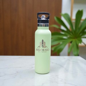 Engraved Drinkware: Engraved Corporate Water Bottle with Flip Valve Lid
