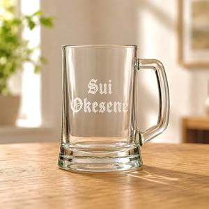 Engraved Drinkware: Engraved Beer Glass with Name - Old English Font Design