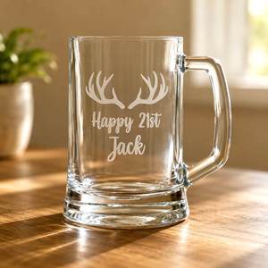 Engraved 21st Birthday Beer Handle with Antler Design