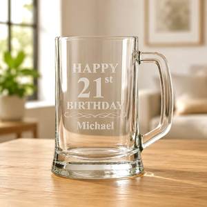 Personalised Beer Glasses: Custom Engraved 18th Birthday Beer Stein Glass Pint