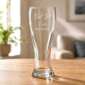 Personalised Beer Glasses: Personalised Engraved Pilsner Beer Glass for Dad 425ml
