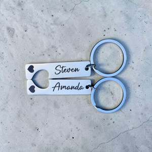 Personalised Couple's Split Heart Keyrings