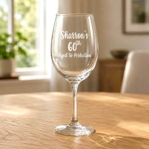 Engraved Wine Glasses: Personalised Engraved Birthday Wine Glass Name Message Gift