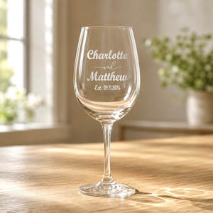 Personalised Wedding Wine Glass Engraved with Names and Date