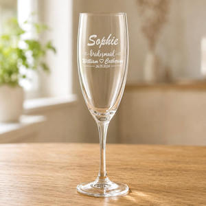 Personalised Engraved Champagne Flutes: Engraved Bridesmaid Champagne Flute with Name and Wedding Date