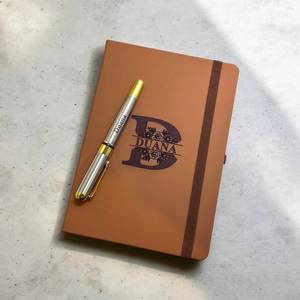 Personalised Teacher Gifts: Personalised Leather Notebook and Engraved Pen Set