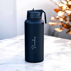 Personalised Teacher Gifts: Engraved Water Bottle with Straw and Handle
