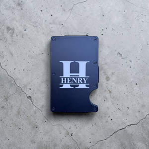 Personalised Anniversary Gifts: Engraved Monogram Metal Card Holder with Name