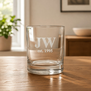 Personalised Engraved Whiskey Glass with Initials and Date