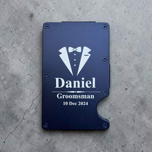 Engraved Credit Card Holders: Wedding Party Metal Card Holder with Name Engraved