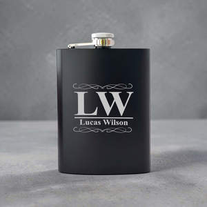 Personalised Hip Flasks: Personalised Anniversary Hip Flask with Initials and Name