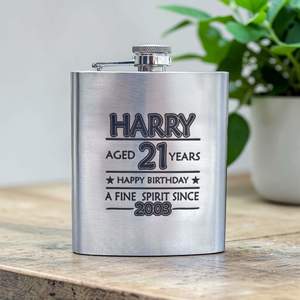 Engraved Birthday Hip Flask with Name and Age