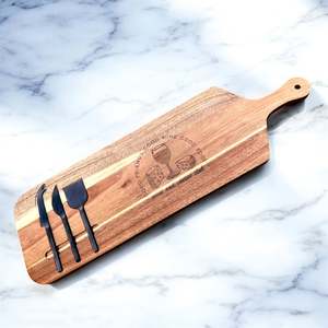 Personalised Engraved Cheese Board Sets: Personalised Wine & Cheese Board with Knives