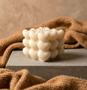 Personalised Gifts For Couples: Personalised Heart Cube Soy Wax Scented Candle