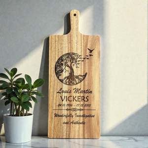 Engraved Memorial Wooden Board with Name and Date