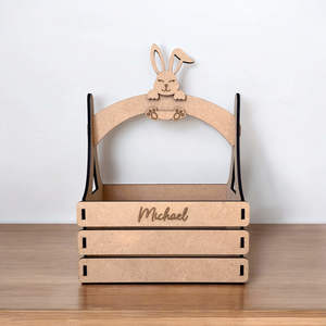 Personalised Easter Egg Basket with Bunny Handle
