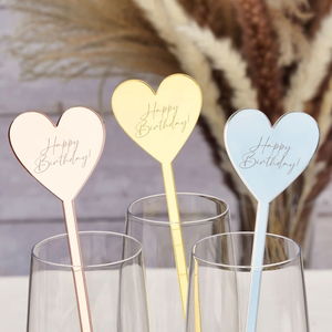 Birthday Heart Drink Stirrers (Set of 6)