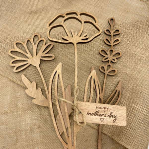 Wooden Flower with Mother's Day Tag