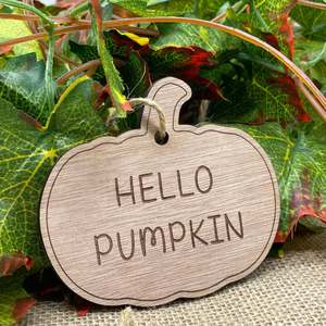 Hello Pumpkin Wood Bauble