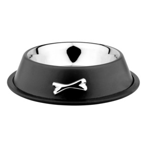 Bowls Feeding: 3Bears AntiSkid Bowl - Black w/ Chrome