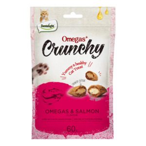 Cat Treats 1: Dentalight Crunchies Cat Treat Omegas & Salmon Flavour