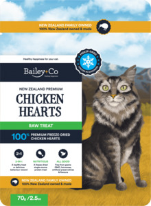 Bailey+Co Freeze Dried NZ Premium Chicken Heart Cat Treat 70g