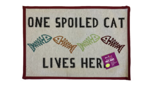 Cat Bowls Feeding: Tapestry Placemat "One Spoiled Cat Lives Here"