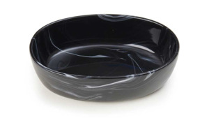 Cat Bowls Feeding: Marble Bowl Oval Black