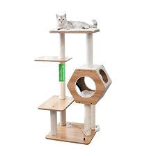 Cat Scratchers: PP Cat Scratcher Minimalistic Cat Tree with Tower and Wagon Wheel White