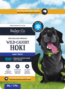Dog Treats Packaged: Bailey+Co NZ Hoki Pieces 50g