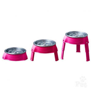 Dogs: Outward Hound 3in1 UP Feeder Aluminium Pink