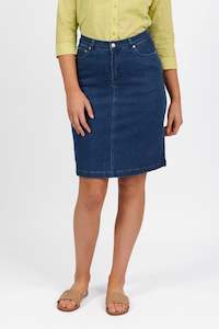 Skirts: Printed Denim Skirt - Garden