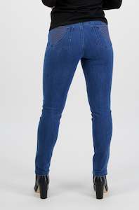 Jeans: Basket Weave Skinny Jean 5535 - Plain New Blue