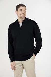 Knitwear: Fields 1/4 Zip Jumper - Black