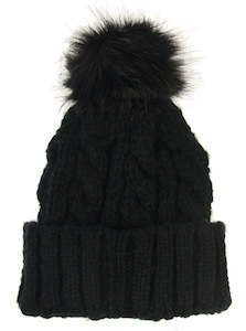Amberlene: Adult Cable Knit Beanie - Black