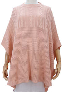 Autumn Knit Poncho - Pink