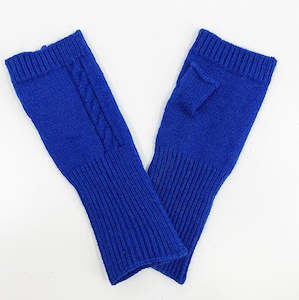 Fingerless Knit Gloves - Blue