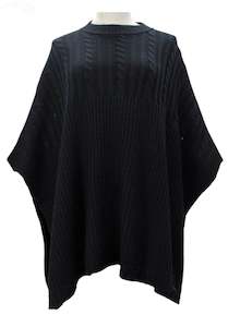 Autumn Knit Poncho - Black