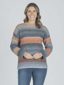 Jumpers: Multi Stripe Boucle Pullover