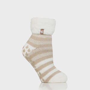 Heat Holders: Ladies Stripe Aberfeldy Lounge Sock - Oat