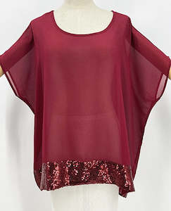Womenswear: Sequin Summer Top - Maroon