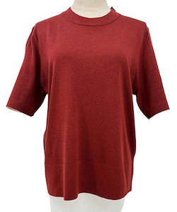 Short Sleeve Summer Knit Top - Rust