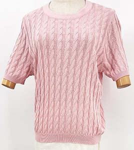 Cable Knit Summer Top - Light Pink