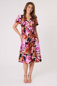 Democracy: Hazel Mock Crossover Dress - Black