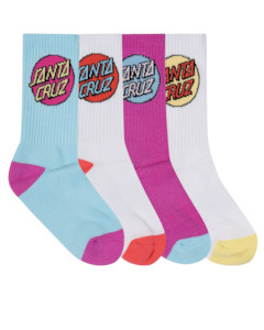 Girls Accessories: Other Dot Girls Crew Sick 4 Pack - Aqua/Pink/White