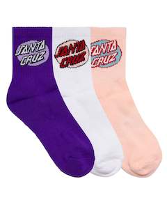 Oval Dot mid Sock 3 pack - Pink/Coral/White