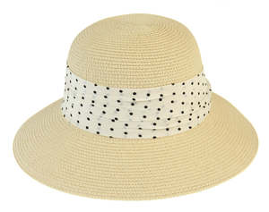 Amberlene: Bucket Hat with Spotty Scarf Trim