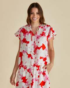 Lyra Blouse - Red Floral Print