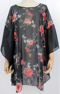 Chiffon Floral Overtop - Red Flower